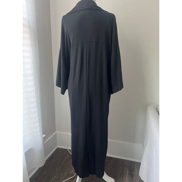 Zara Black Long Robe Coat Lightweight Full Length - Picture 2 of 9